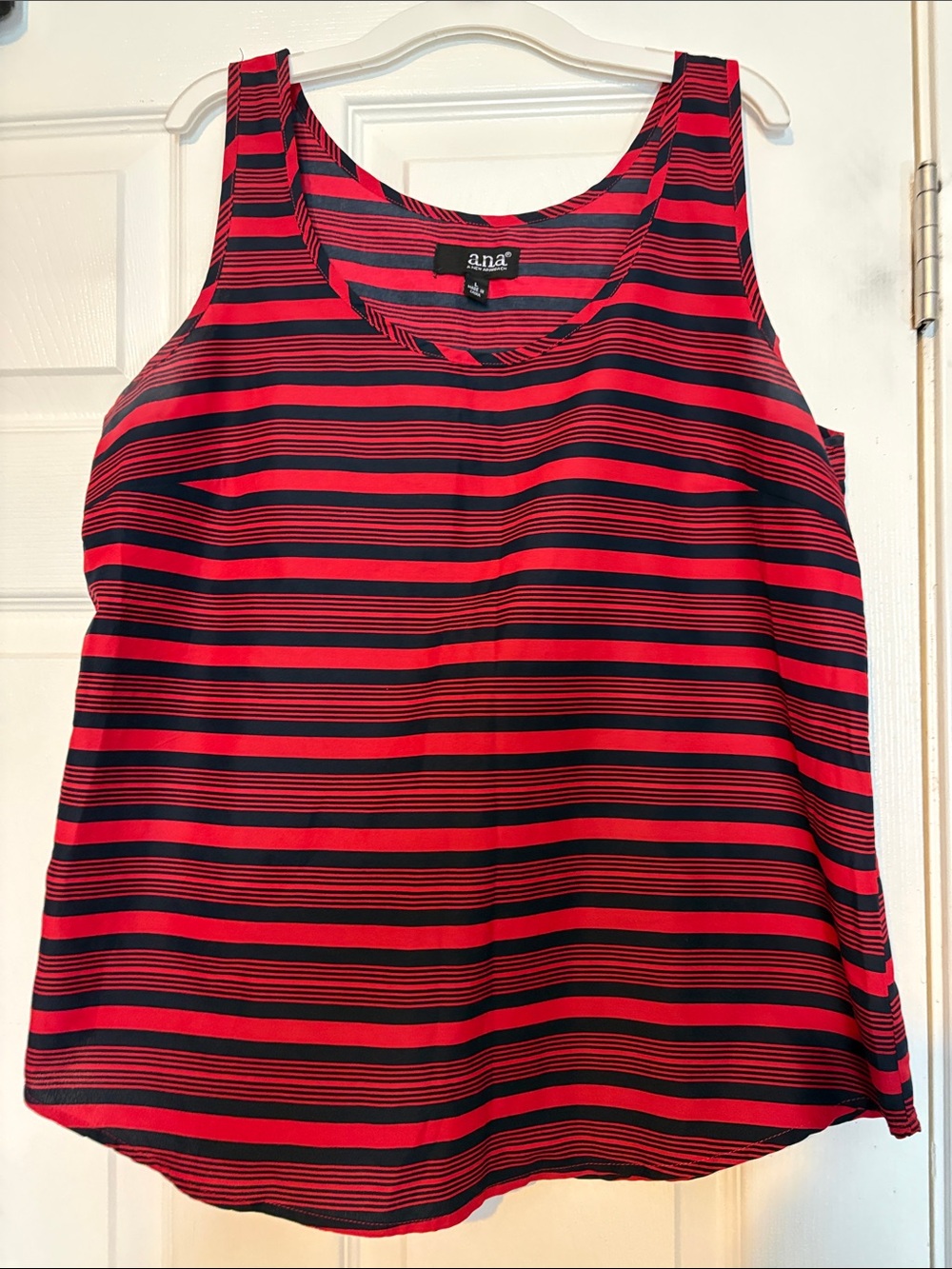 a.n.a Red and Black Striped Scoop Neck Tank